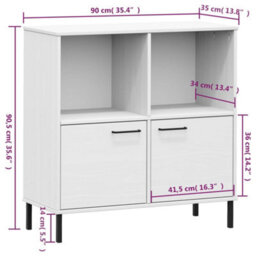Berkfield Bookcase With Metal Legs White 90X35X90.5 Cm Solid Wood Oslo - thumbnail 8