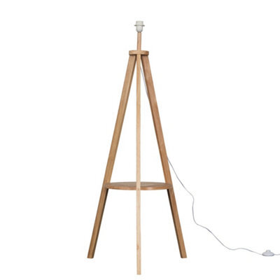 Valuelights Morrigan Natural Wood Tripod Floor Lamp Base With Shelf - image 1