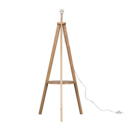 Valuelights Morrigan Natural Wood Tripod Floor Lamp Base With Shelf - thumbnail 1