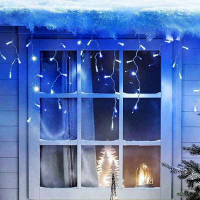 Geezy Christmas 200 Led Lights Outdoor Icicle Blue & White Chaser Fairy Timer 8 Modes - image 1