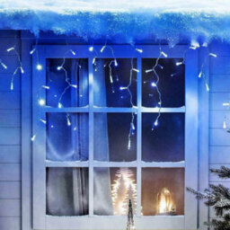 Geezy Christmas 200 Led Lights Outdoor Icicle Blue & White Chaser Fairy Timer 8 Modes - thumbnail 1