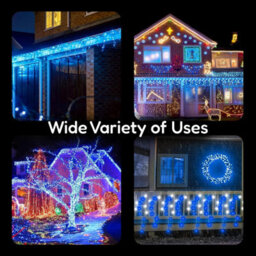 Geezy Christmas 200 Led Lights Outdoor Icicle Blue & White Chaser Fairy Timer 8 Modes - thumbnail 4