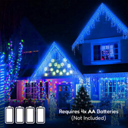 Geezy Christmas 200 Led Lights Outdoor Icicle Blue & White Chaser Fairy Timer 8 Modes - thumbnail 5