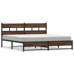Berkfield Metal Bed Frame Without Mattress Brown Oak 200X200 Cm - thumbnail 2