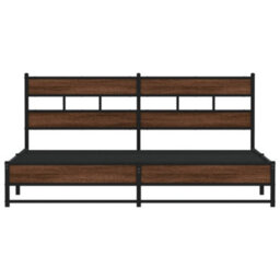 Berkfield Metal Bed Frame Without Mattress Brown Oak 200X200 Cm - thumbnail 4