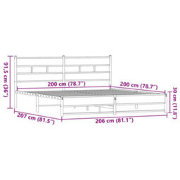Berkfield Metal Bed Frame Without Mattress Brown Oak 200X200 Cm - thumbnail 9