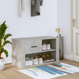Berkfield Shoe Cabinet Concrete Grey 80X35X45 Cm Engineered Wood - thumbnail 1