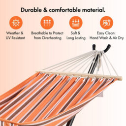 Vonhaus Hammock With Stand, Freestanding 1 Person Hammock With Adjustable Frame, Travel Bag For Garden, Beach, Camping & Outdoors - thumbnail 6