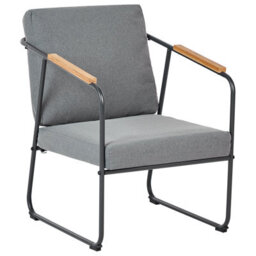 Beliani Grey Steel 4-Seater Outdoor Sofa Set With Teak-Accent Arms And Coffee Table - thumbnail 4