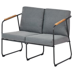 Beliani Grey Steel 4-Seater Outdoor Sofa Set With Teak-Accent Arms And Coffee Table - thumbnail 7