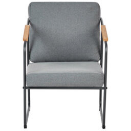 Beliani Grey Steel 4-Seater Outdoor Sofa Set With Teak-Accent Arms And Coffee Table - thumbnail 5