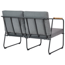 Beliani Grey Steel 4-Seater Outdoor Sofa Set With Teak-Accent Arms And Coffee Table - thumbnail 9
