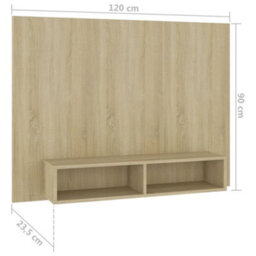 Berkfield Wall Tv Cabinet Sonoma Oak 120X23.5X90 Cm Engineered Wood - thumbnail 7