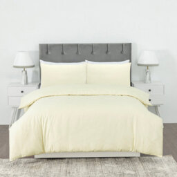 MHG Living Stripe Duvet Cover Set - Hotel Quality Soft Polycotton Blend With Button Fastening - (King, Cream) - thumbnail 7