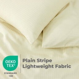 MHG Living Stripe Duvet Cover Set - Hotel Quality Soft Polycotton Blend With Button Fastening - (King, Cream) - thumbnail 8