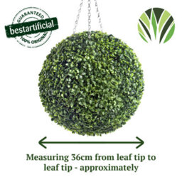 Best Artificial 36Cm Green Boxwood Buxus Grass Hanging Basket Topiary Ball - Suitable For Outdoor Use - Weather & Fade Resistant - thumbnail 4