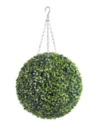 Best Artificial 36Cm Green Boxwood Buxus Grass Hanging Basket Topiary Ball - Suitable For Outdoor Use - Weather & Fade Resistant