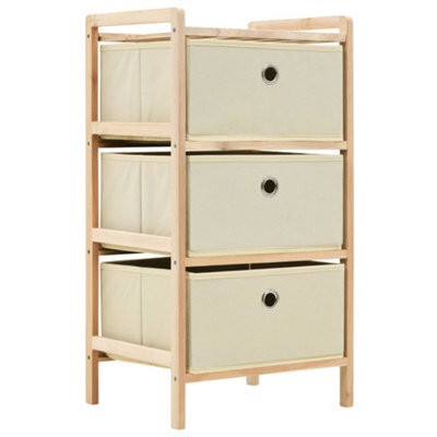 Vidaxl Storage Rack With 3 Nonwoven Baskets Cedar Wood Beige - image 1