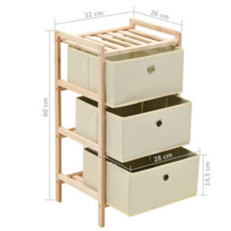 Vidaxl Storage Rack With 3 Nonwoven Baskets Cedar Wood Beige - thumbnail 8