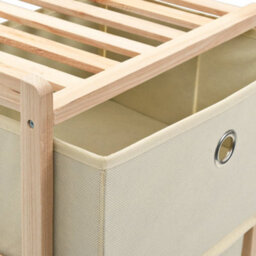 Vidaxl Storage Rack With 3 Nonwoven Baskets Cedar Wood Beige - thumbnail 5
