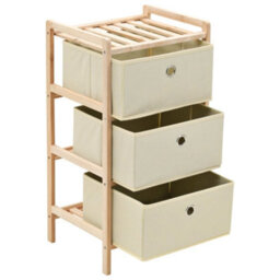 Vidaxl Storage Rack With 3 Nonwoven Baskets Cedar Wood Beige - thumbnail 4