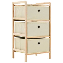 Vidaxl Storage Rack With 3 Nonwoven Baskets Cedar Wood Beige - thumbnail 1