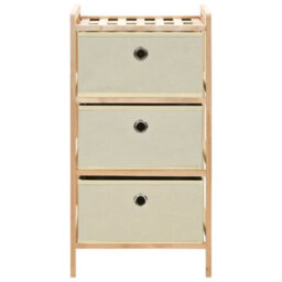 Vidaxl Storage Rack With 3 Nonwoven Baskets Cedar Wood Beige - thumbnail 2