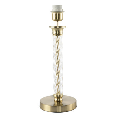 Happy Homewares Satin Gold Table Lamp Base With Twisting Clear Glass Designer Feature - image 1