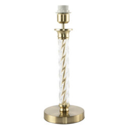 Happy Homewares Satin Gold Table Lamp Base With Twisting Clear Glass Designer Feature - thumbnail 1