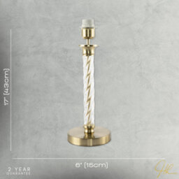 Happy Homewares Satin Gold Table Lamp Base With Twisting Clear Glass Designer Feature - thumbnail 7