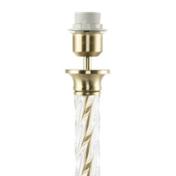 Happy Homewares Satin Gold Table Lamp Base With Twisting Clear Glass Designer Feature - thumbnail 2