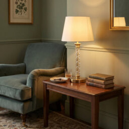 Happy Homewares Satin Gold Table Lamp Base With Twisting Clear Glass Designer Feature - thumbnail 6