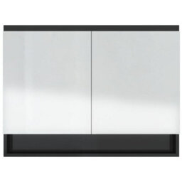 Berkfield Bathroom Mirror Cabinet 80X15X60 Cm Mdf Shining Black - thumbnail 5