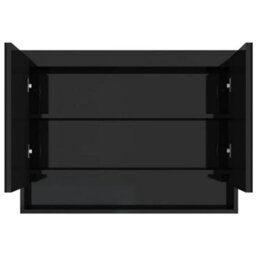 Berkfield Bathroom Mirror Cabinet 80X15X60 Cm Mdf Shining Black - thumbnail 3