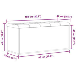 Vidaxl Storage Bench Black Oak 102 X 42 X 45 Cm Engineered Wood - thumbnail 3