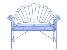 Wyld And Coco Outdoor Metal Bench Light Blue 2-Seater Vintage Style With Flared Armrests - thumbnail 3