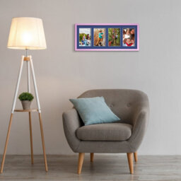 AK Frames 50X20Cm Pastel Pink Sleek Multi Photo Frame With Blue Mount - Holds 4 Apertures (4X) 6X4 Photos - thumbnail 3