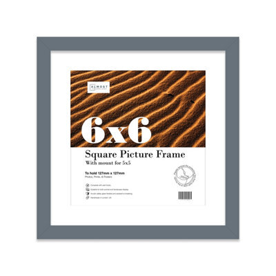 "6X6"" Grey Picture Frame - 6X6"" Square Frame With 5X5"" Mount For 6X6""/5X5"" Pictures Vintage Style Thin Edge, 1 Pack" - image 1