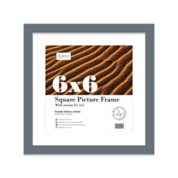 "6X6"" Grey Picture Frame - 6X6"" Square Frame With 5X5"" Mount For 6X6""/5X5"" Pictures Vintage Style Thin Edge, 1 Pack" - thumbnail 1