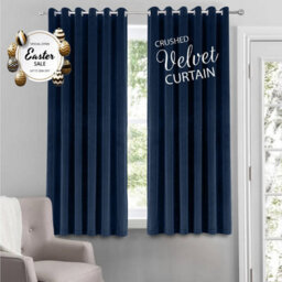 Ameha Navy Crushed Blackout Velvet Curtain Luxury Bedroom Kitchen Window Curtains Pair 66'' X 54''  With 2 X Tie Backs