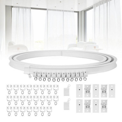 White 3 Meter Flexible Straight Standard Bay Window Curtain Track Glider Rail - image 1
