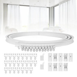 White 3 Meter Flexible Straight Standard Bay Window Curtain Track Glider Rail - thumbnail 1