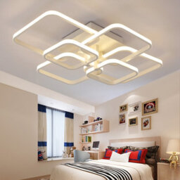 Living And Home Modern 6 Lamp Square Tiered Modern Acrylic Led Low Energy Semi Flush Ceiling Light Fixture Dimmable - thumbnail 2