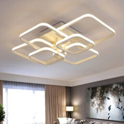 Living And Home Modern 6 Lamp Square Tiered Modern Acrylic Led Low Energy Semi Flush Ceiling Light Fixture Dimmable - thumbnail 1