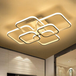Living And Home Modern 6 Lamp Square Tiered Modern Acrylic Led Low Energy Semi Flush Ceiling Light Fixture Dimmable - thumbnail 3