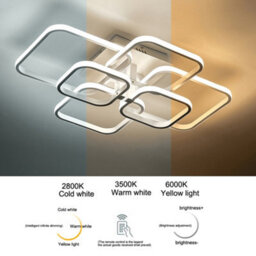 Living And Home Modern 6 Lamp Square Tiered Modern Acrylic Led Low Energy Semi Flush Ceiling Light Fixture Dimmable - thumbnail 5