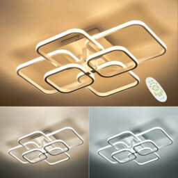 Living And Home Modern 6 Lamp Square Tiered Modern Acrylic Led Low Energy Semi Flush Ceiling Light Fixture Dimmable - thumbnail 4