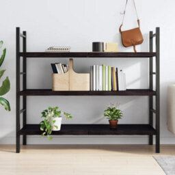 Berkfield Wall Shelf Dark Brown 140X50X(2-4) Cm Treated Solid Wood Oak - thumbnail 3