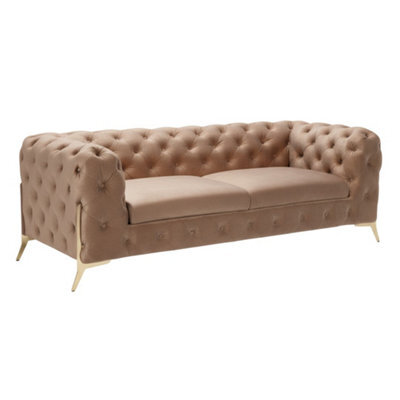 Stratus Interiors Modern Italian Chesterfield Sofa Plush Velvet 3 Seater 195W