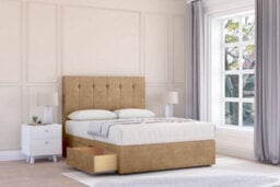 "Sloomy Highbury Latte Dumfries Divan Bed With Mattress No Drawers With 54"" Floor Standing Headboard 2'6 Small Single" - thumbnail 2